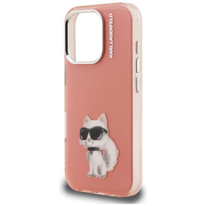 Karl Lagerfeld IML Aquarelle Choupette &amp; Logo Case for iPhone 16 Pro Max - Pink