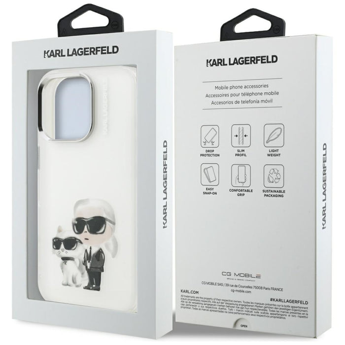 Karl Lagerfeld IML Aquarelle Karl &amp; Choupette &amp; Logo iPhone 16 Pro Case - White
