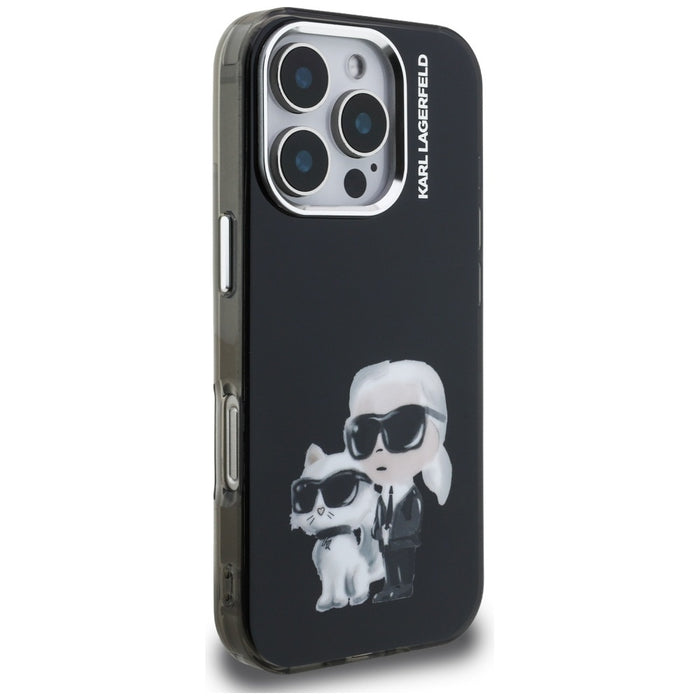 Karl Lagerfeld IML Aquarelle Karl &amp; Choupette &amp; Logo iPhone 16 Pro Case Black