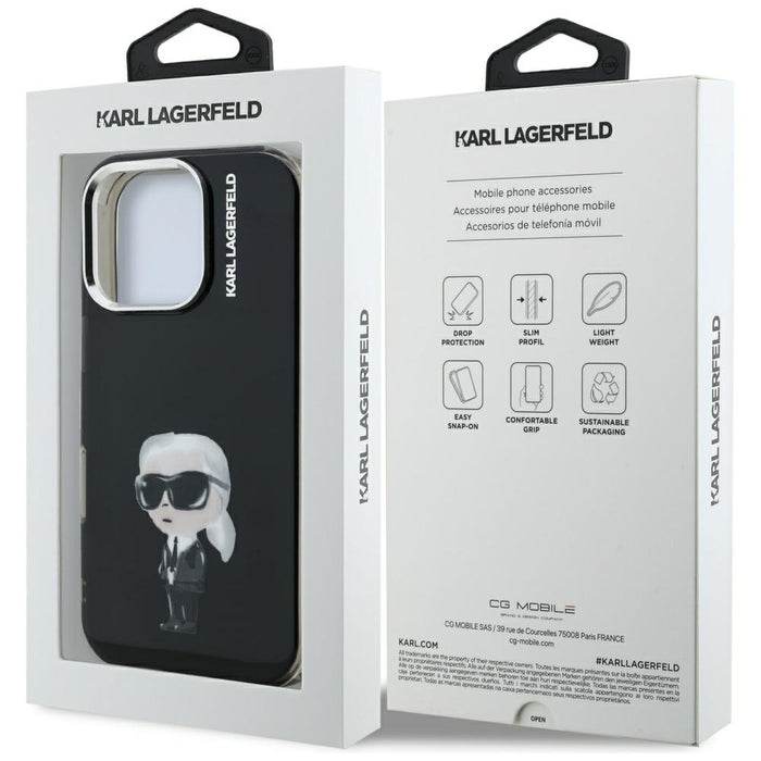 Karl Lagerfeld IML Aquarelle Karl & Logo MagSafe Case for iPhone 16 Pro - Black