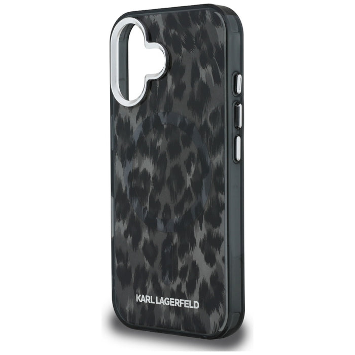 Karl Lagerfeld IML Leopard Pattern MagSafe Case for iPhone 16 - Black