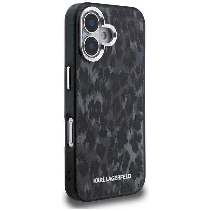 Karl Lagerfeld IML Leopard Pattern MagSafe Case for iPhone 16 - Black