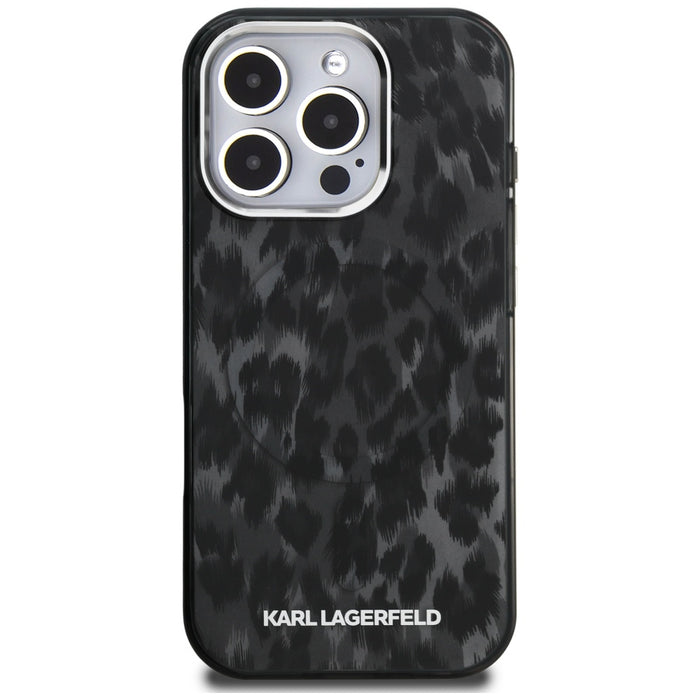 Karl Lagerfeld IML Leopard Pattern MagSafe Case for iPhone 16 Pro - Black