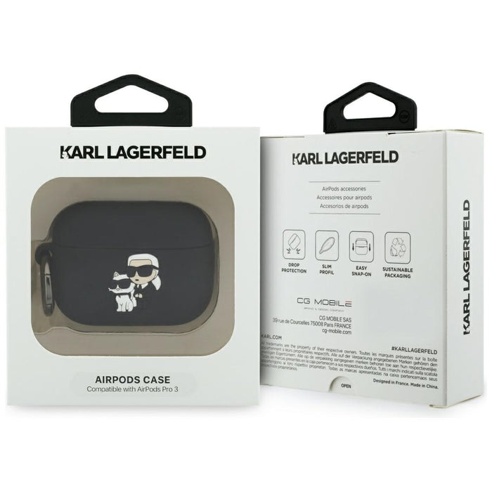Karl Lagerfeld Silicone Karl &amp; Chaupette Head 3D Case for AirPods Pro 3 - Black