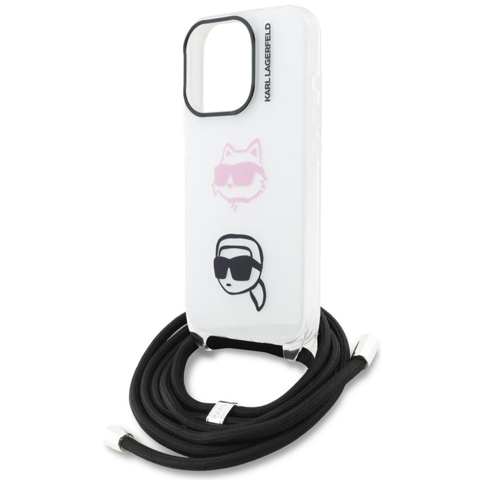 Karl Lagerfeld IML Crossbody Karl&amp;Choupette Head Case for iPhone 16 Pro - White