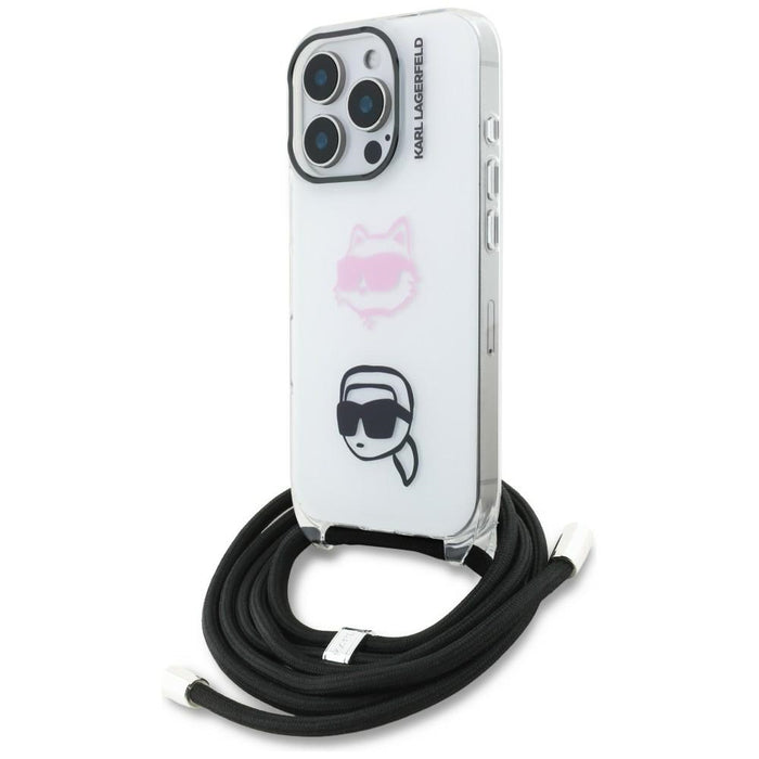 Karl Lagerfeld IML Crossbody Karl&amp;Choupette Head Case for iPhone 16 Pro - White