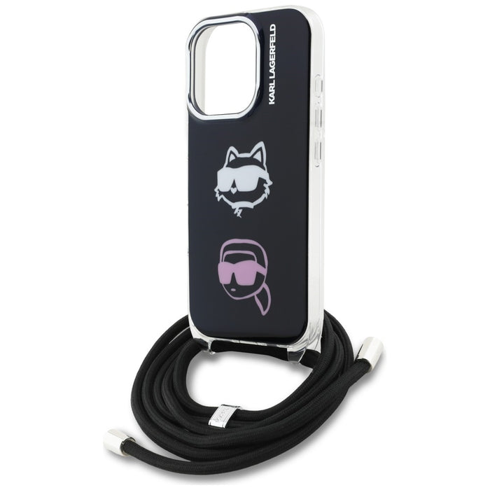 Karl Lagerfeld IML Crossbody Karl&amp;Choupette Head Case for iPhone 16 Pro - Black