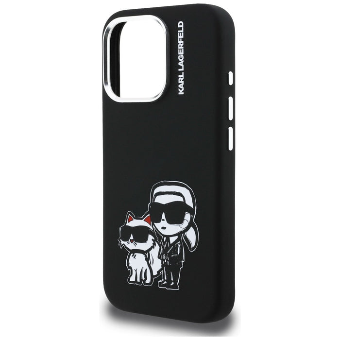 Karl Lagerfeld Silicone Karl&amp;Choupette Sketch MagSafe Case for iPhone 16 Pro - Black