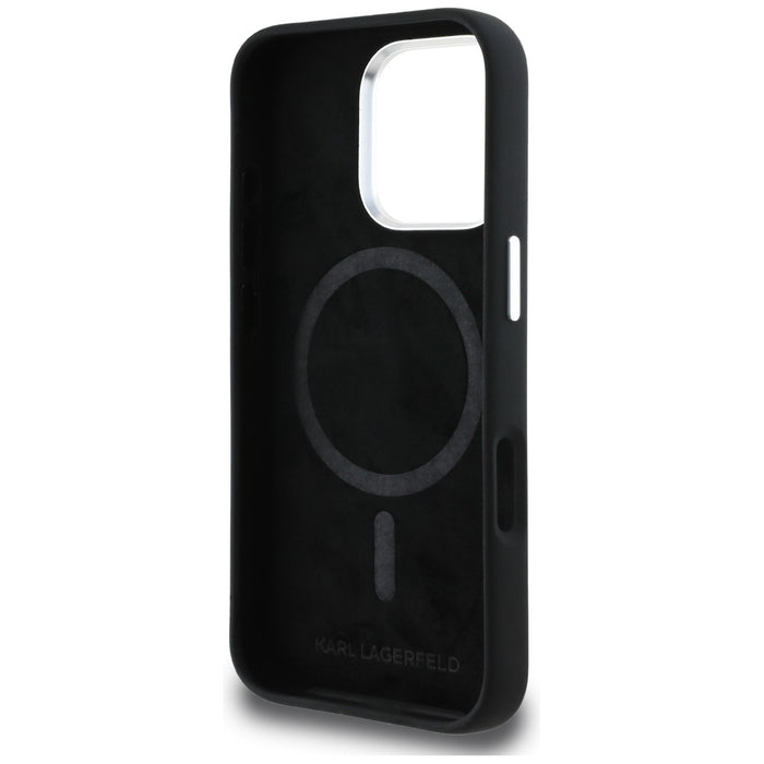 Karl Lagerfeld Silicone Karl&amp;Choupette Sketch MagSafe Case for iPhone 16 Pro - Black