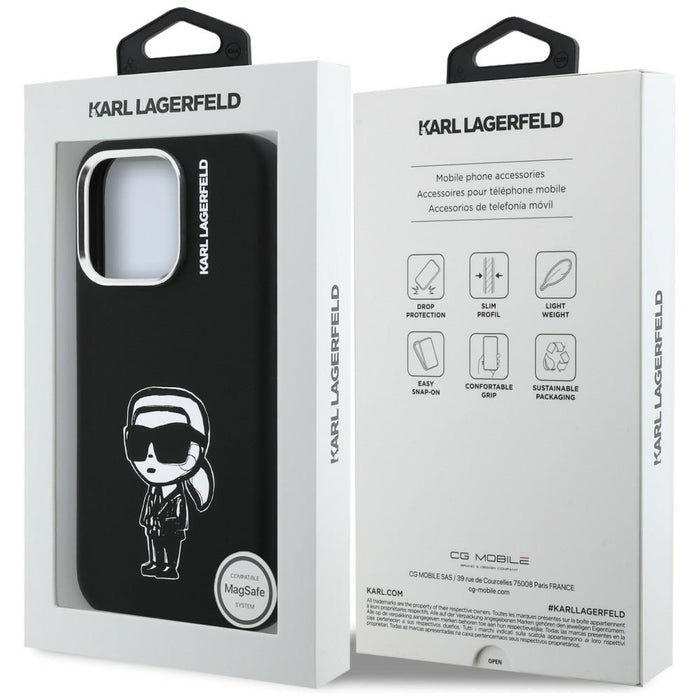 Karl Lagerfeld Silicone Karl Sketch MagSafe Case for iPhone 16 Pro - Black