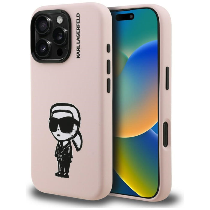 Karl Lagerfeld Silicone Karl Sketch MagSafe Case for iPhone 16 Pro Max - Pink