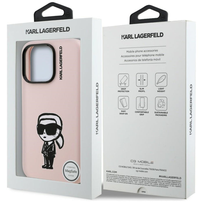 Karl Lagerfeld Silicone Karl Sketch MagSafe Case for iPhone 16 Pro Max - Pink