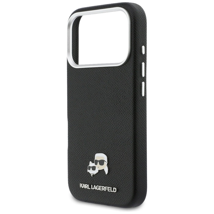 Karl Lagerfeld Karl &amp; Choupette Head Pins Saffiano MagSafe Case for iPhone 17 Pro Max - Black