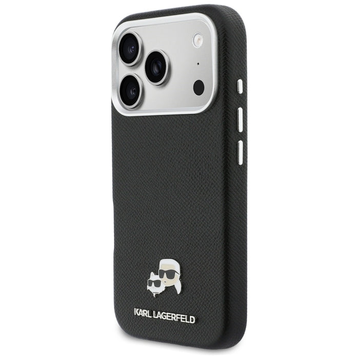 Karl Lagerfeld Karl &amp; Choupette Head Pins Saffiano MagSafe Case for iPhone 17 Pro Max - Black