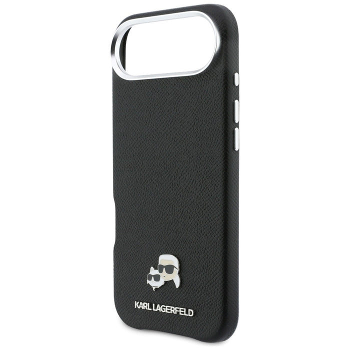 Karl Lagerfeld Karl & Choupette Head Pins Saffiano MagSafe Case for iPhone Air - Black