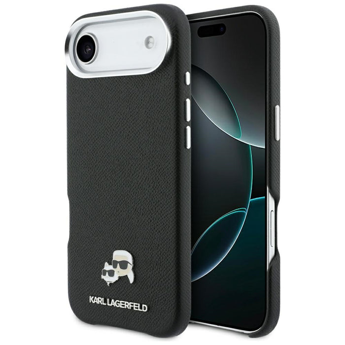 Karl Lagerfeld Karl &amp; Choupette Head Pins Saffiano MagSafe Case for iPhone Air - Black