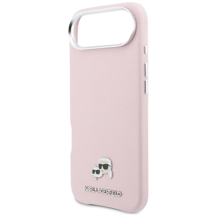 Karl Lagerfeld Karl & Choupette Head Pins Saffiano MagSafe iPhone Air Case - Pink