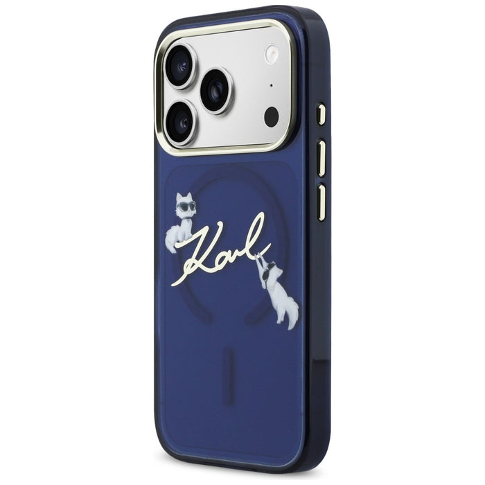 Karl Lagerfeld IML Choupettes Karl Script Logo MagSafe Case for iPhone 17 Pro Max - Blue