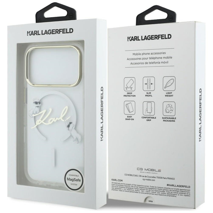 Karl Lagerfeld IML Choupettes Karl Script Logo MagSafe Case for iPhone 17 Pro Max - Clear
