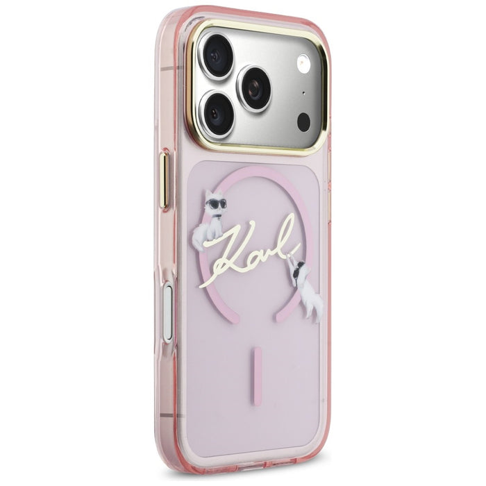 Karl Lagerfeld IML Choupettes Karl Script Logo MagSafe Case for iPhone 17 Pro Max - Pink