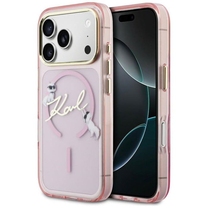 Karl Lagerfeld IML Choupettes Karl Script Logo MagSafe Case for iPhone 17 Pro - Pink