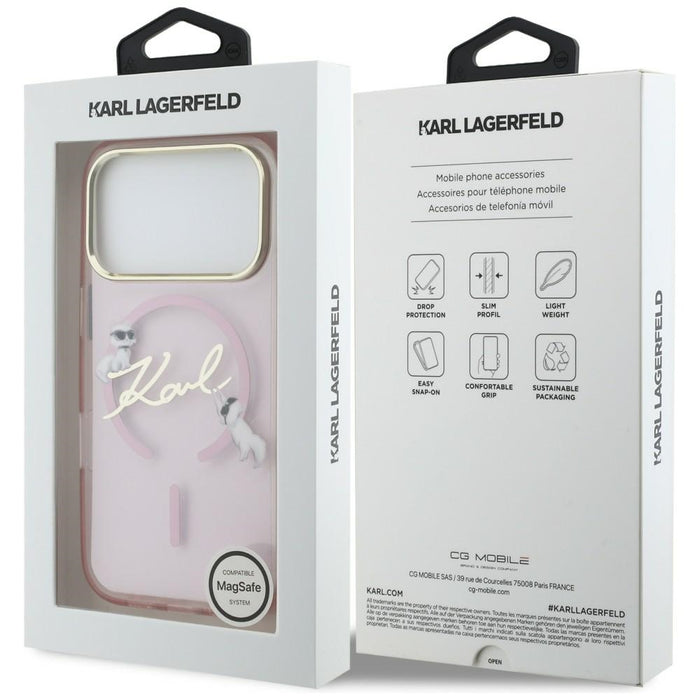 Karl Lagerfeld IML Choupettes Karl Script Logo MagSafe Case for iPhone 17 Pro - Pink