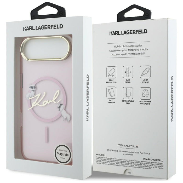 Karl Lagerfeld IML Choupettes Karl Script Logo MagSafe iPhone Air Case - Pink