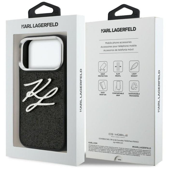 Karl Lagerfeld IML Glitter KL Diamond Logo Case for iPhone 17 Pro - Black