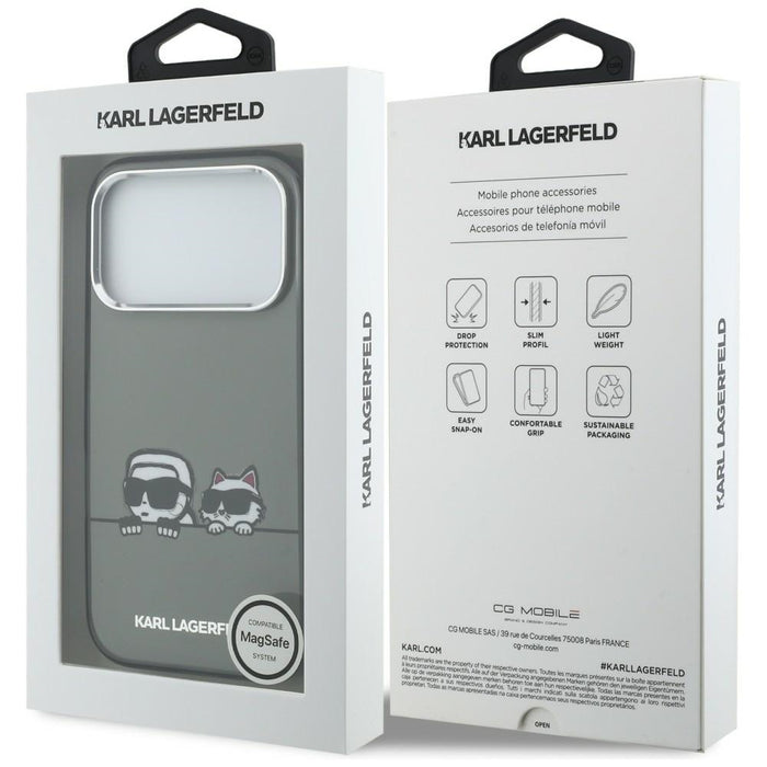 Karl Lagerfeld IML Karl & Choupette Peekaboo Logo MagSafe Case for iPhone 17 Pro - Black