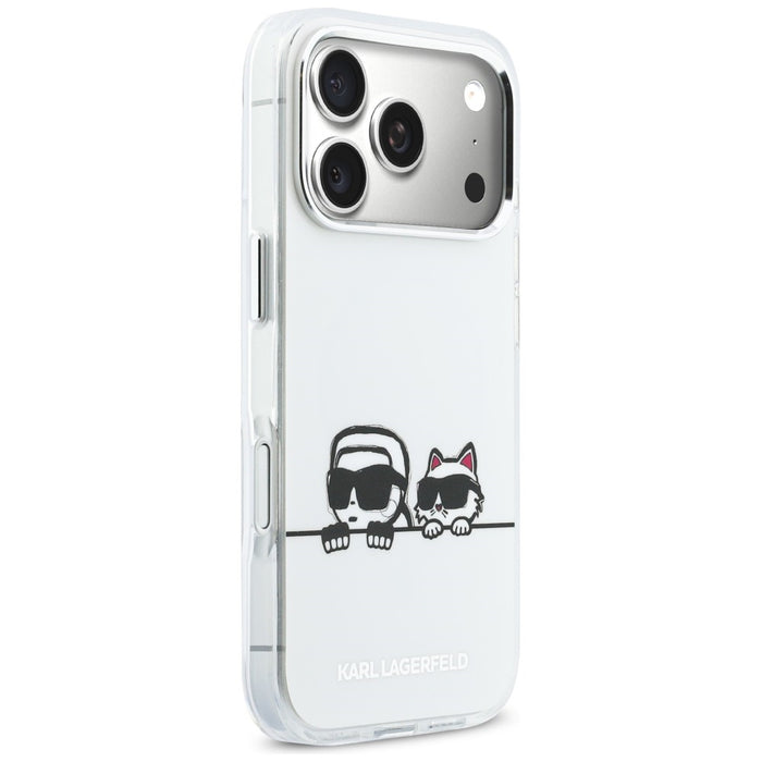 Karl Lagerfeld IML Karl &amp; Choupette Peekaboo Logo MagSafe Case for iPhone 17 Pro Max - White