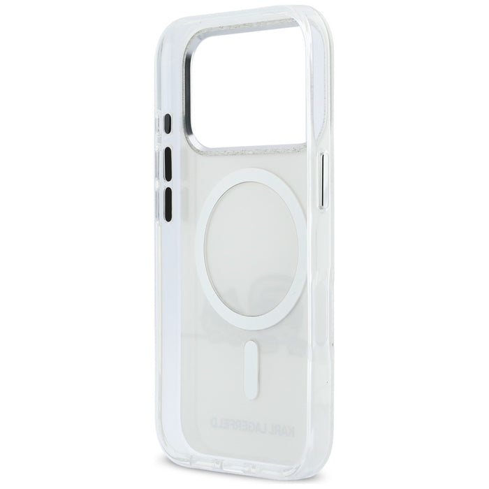 Karl Lagerfeld IML Karl &amp; Choupette Peekaboo Logo MagSafe Case for iPhone 17 Pro Max - White