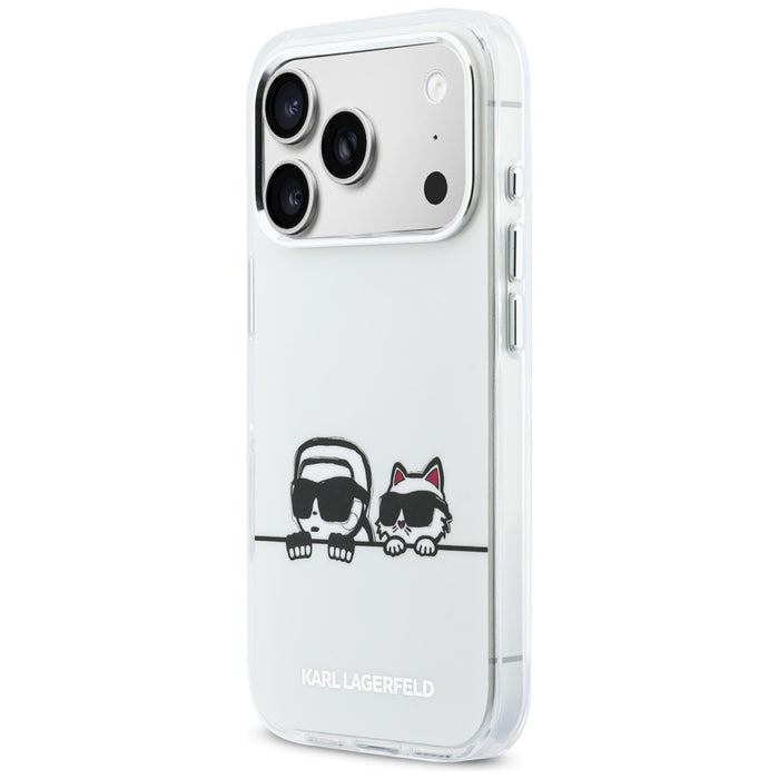 Karl Lagerfeld IML Karl &amp; Choupette Peekaboo Logo MagSafe Case for iPhone 17 Pro Max - White
