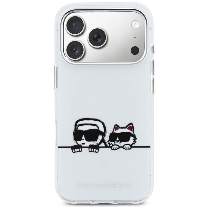Karl Lagerfeld IML Karl &amp; Choupette Peekaboo Logo MagSafe Case for iPhone 17 Pro Max - White