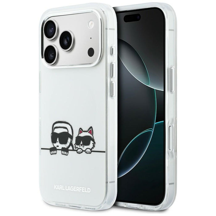 Karl Lagerfeld IML Karl &amp; Choupette Peekaboo Logo MagSafe Case for iPhone 17 Pro Max - White