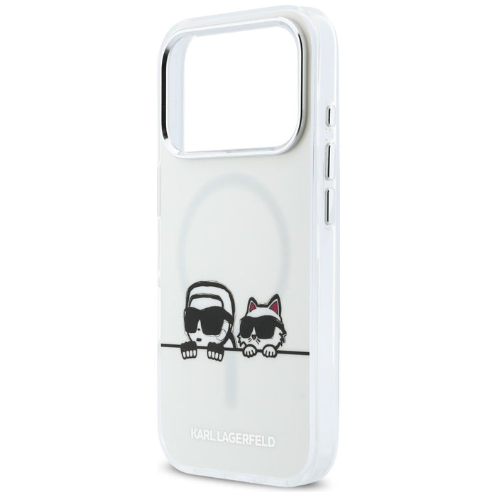 Karl Lagerfeld IML Karl &amp; Choupette Peekaboo Logo MagSafe Case for iPhone 17 Pro Max - White
