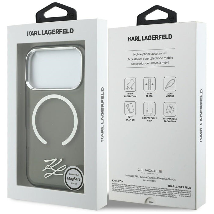Karl Lagerfeld IML KL Script Logo MagSafe Case for iPhone 17 Pro Max - Black