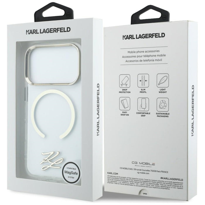 Karl Lagerfeld IML KL Script Logo MagSafe Case for iPhone 17 Pro Max - Clear
