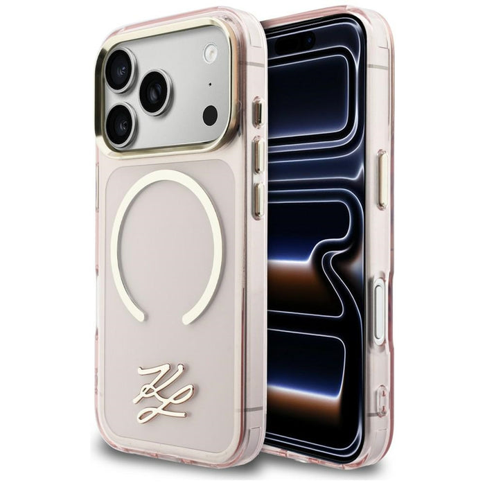 Karl Lagerfeld IML KL Script Logo MagSafe Case for iPhone 17 Pro Max - Pink