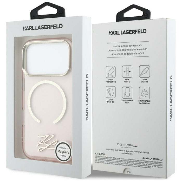 Karl Lagerfeld IML KL Script Logo MagSafe Case for iPhone 17 Pro - Pink