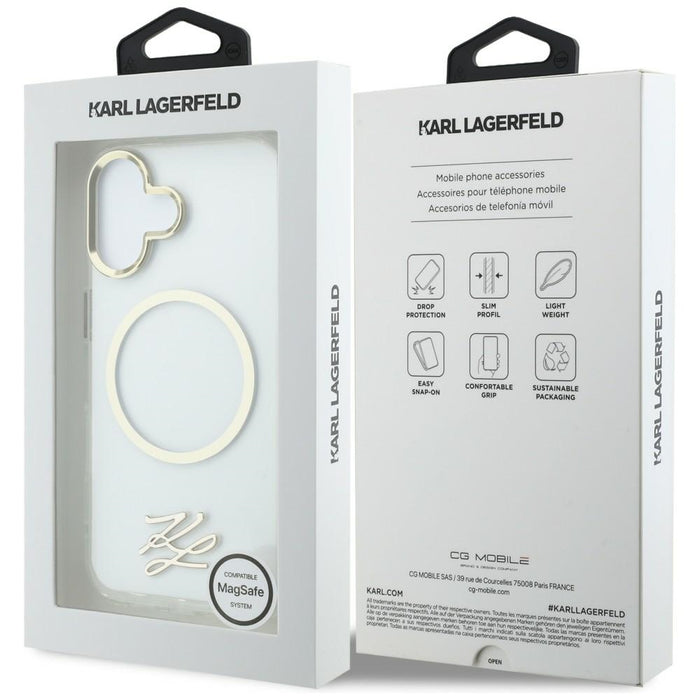 Karl Lagerfeld IML KL Script Logo MagSafe Case for iPhone 17 - Transparent
