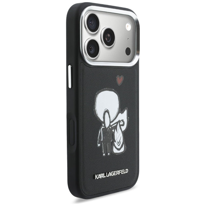 Karl Lagerfeld Karl &amp; Choupette Back Logo MagSafe Case for iPhone 17 Pro Max - Black