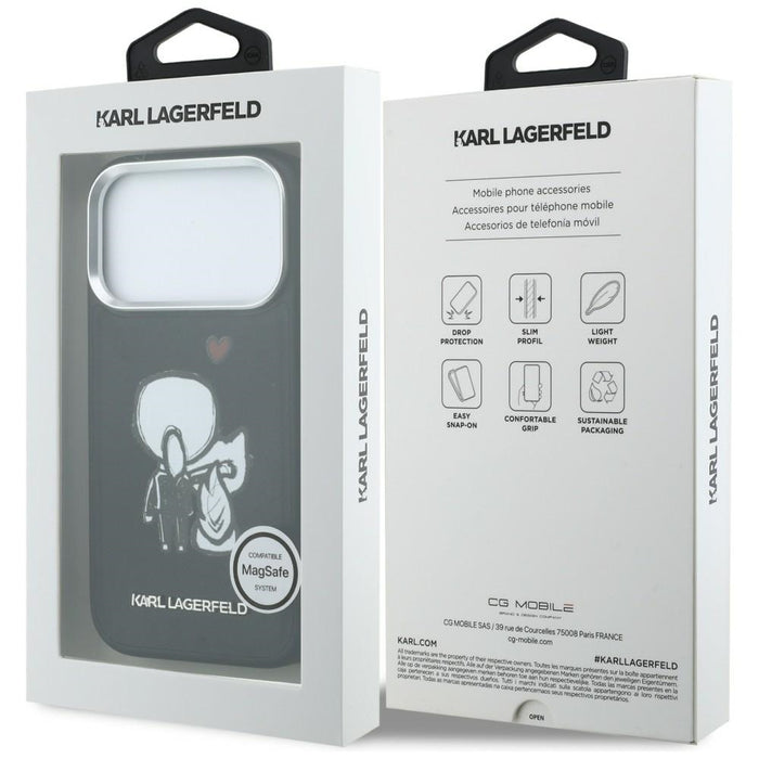 Karl Lagerfeld Karl &amp; Choupette Back Logo MagSafe Case for iPhone 17 Pro Max - Black