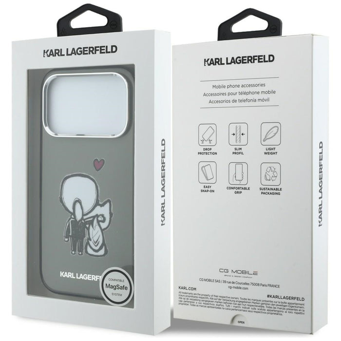 Karl Lagerfeld Karl &amp; Choupette Back MagSafe Case for iPhone 17 Pro Max - Black