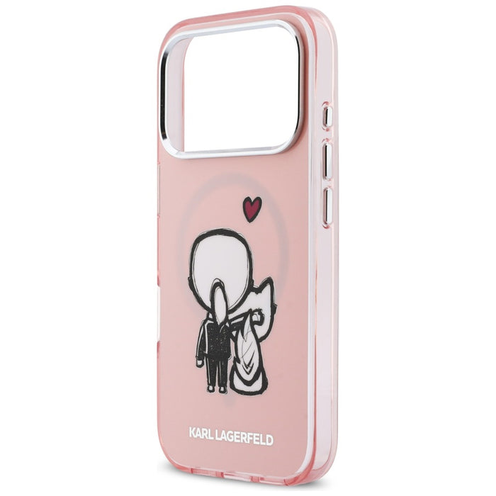 Karl Lagerfeld Karl &amp; Choupette Back MagSafe Case for iPhone 17 Pro Max - Pink