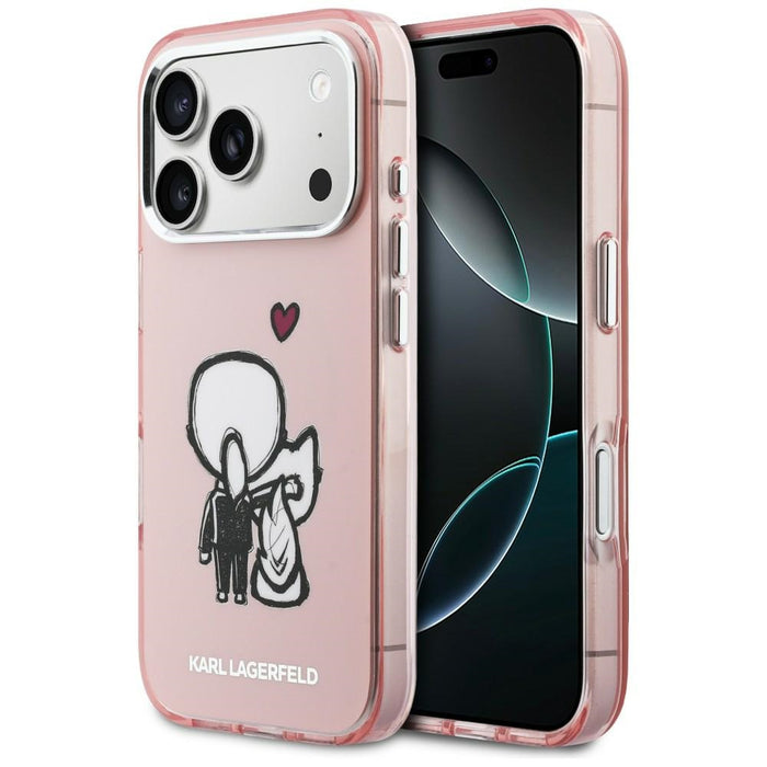 Karl Lagerfeld Karl &amp; Choupette Back MagSafe Case for iPhone 17 Pro Max - Pink