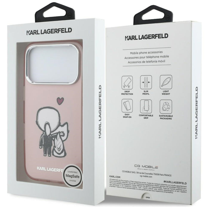 Karl Lagerfeld Karl &amp; Choupette Back MagSafe Case for iPhone 17 Pro Max - Pink