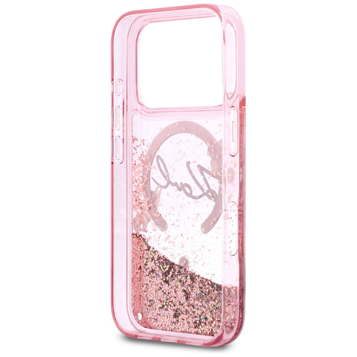 Karl Lagerfeld Liquid Glitter Karl Script Logo MagSafe Case for iPhone 17 Pro - Pink