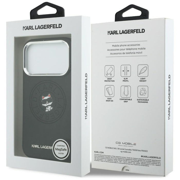 Karl Lagerfeld Point &amp; Choupette Sketch MagSafe Case for iPhone 17 Pro Max - Black