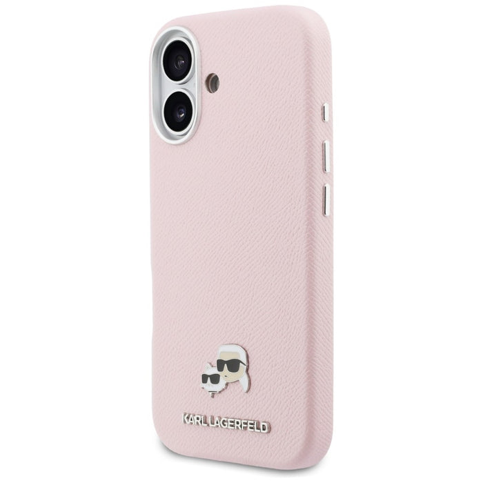 Karl Lagerfeld Karl &amp; Choupette Head Pins Saffiano MagSafe Case for iPhone 17 - Pink