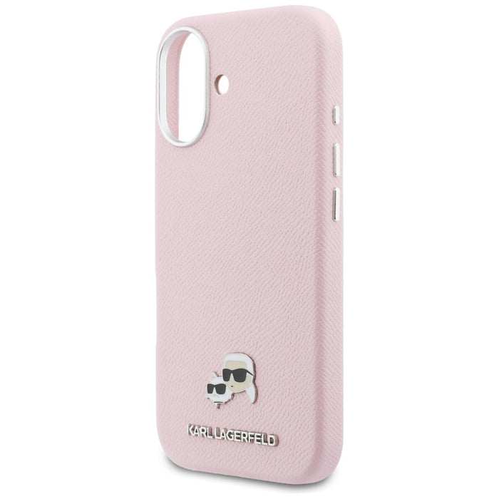 Karl Lagerfeld Karl &amp; Choupette Head Pins Saffiano MagSafe Case for iPhone 17 - Pink